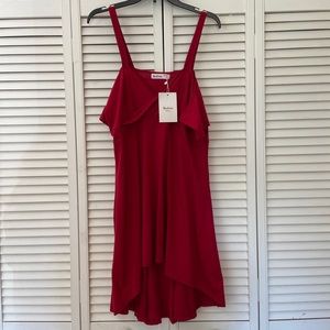 Cold shoulder red mini dress
